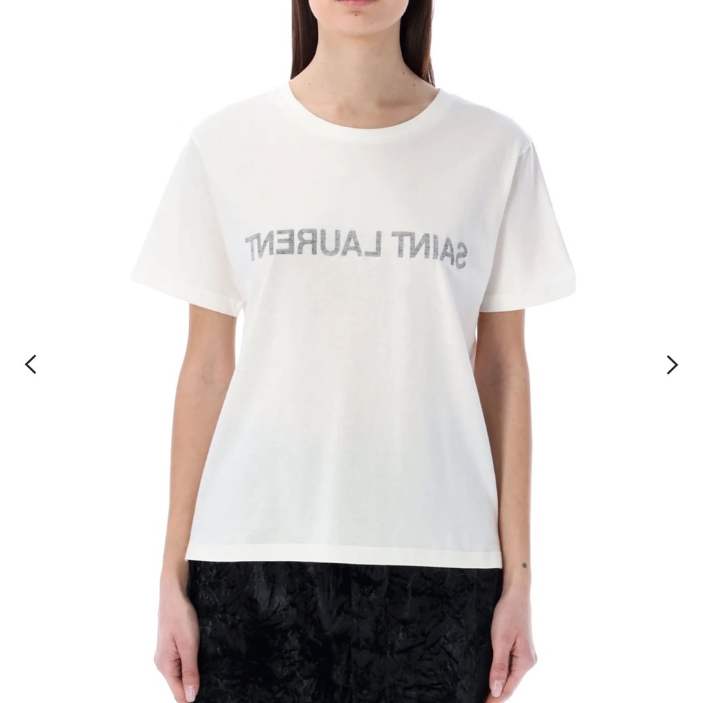 Yves Saint Laurent Reverse Logo Printed Crewneck T-Shirt in Size medium